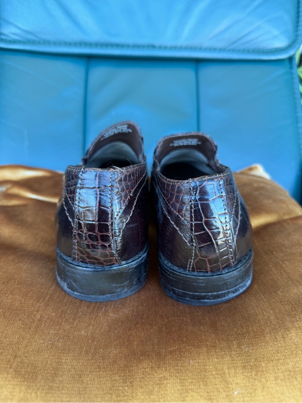 Stacy Adam’s Brown Crocodile Pattern Dress Shoes Men’s Size 10 - Picture 3 of 5